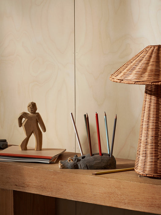 Hippo Hand-Carved Pencil Holder