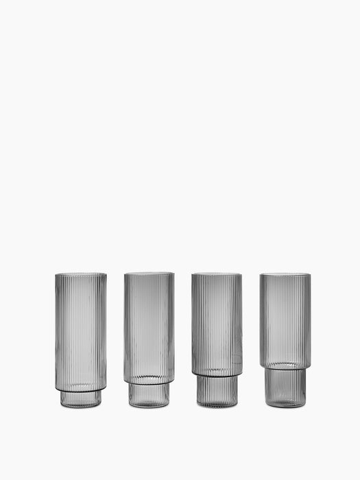 Ripple Long Drink Glasses - Set of 4