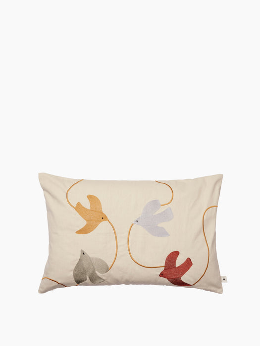 Swif Bird Embroidered Cushion Cover - Rectangular