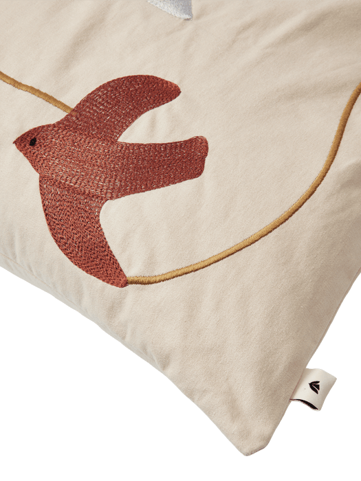 Swif Bird Embroidered Cushion Cover - Rectangular