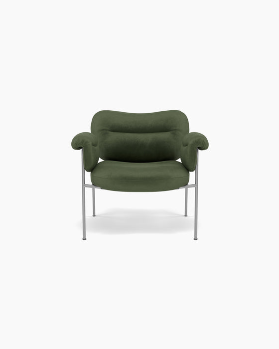 Bollo Lounge Chair — Megan Pine 104_Brushed SS