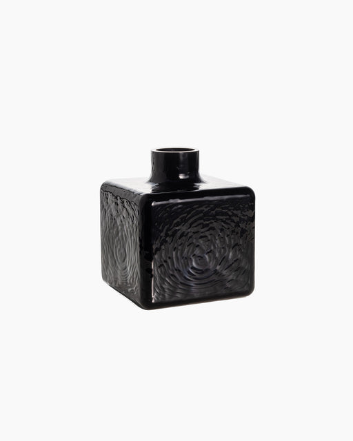 Cube Vase — Large, Black glass