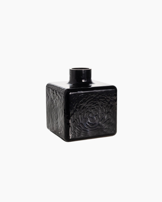 Cube Vase — Large, Black glass