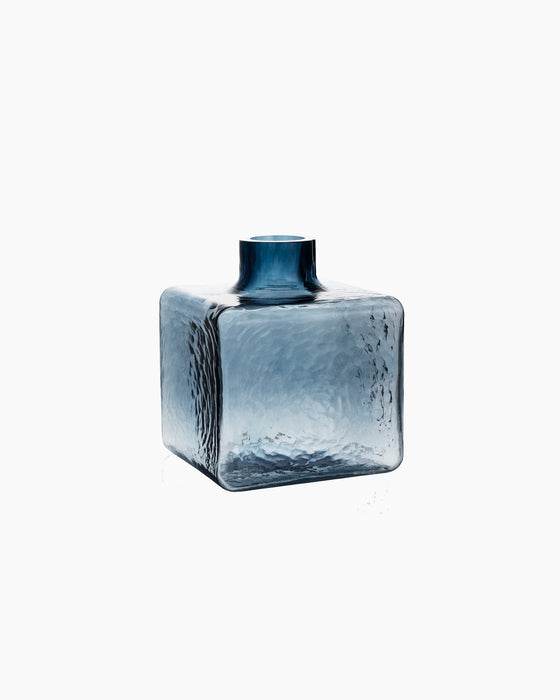 Cube Vase — Large, Blue glass