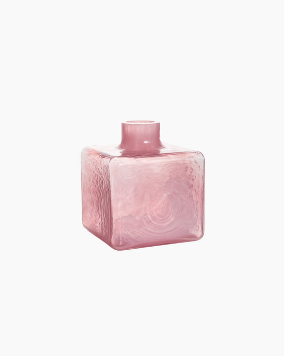 Cube Vase — Large, Pink glass