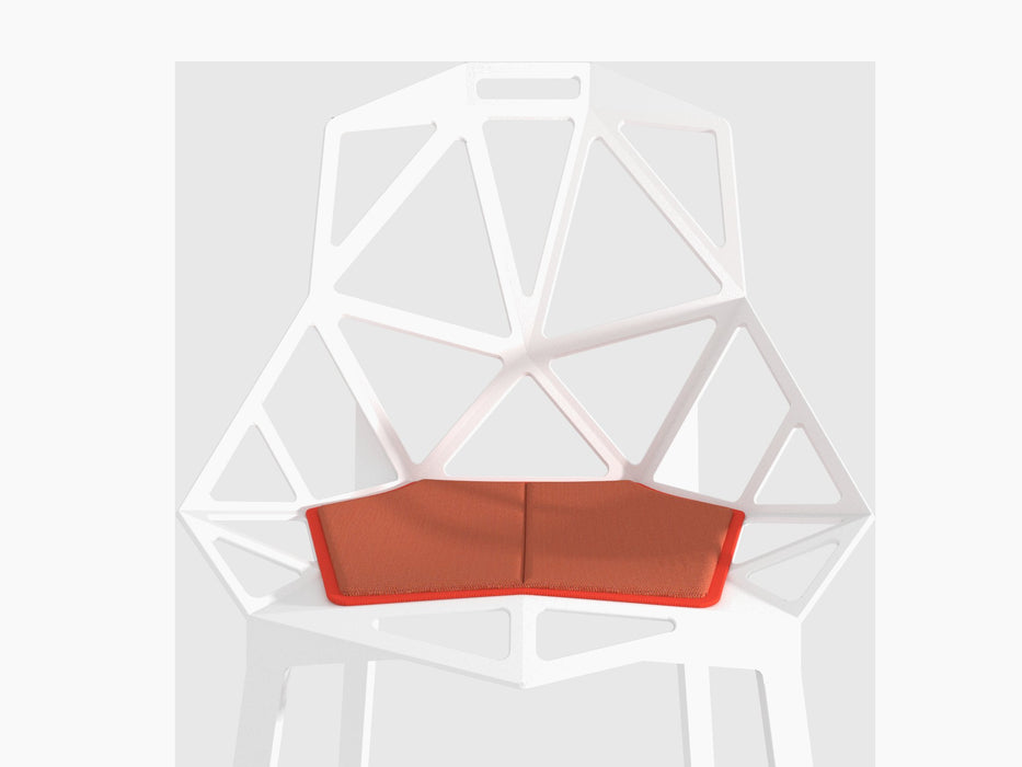 Chair_One one white cushion kvadrat steelcut trioorange - studio