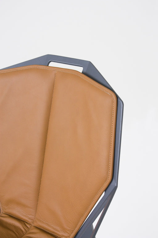 Chair_One one grey green cushion leather brown - ambient