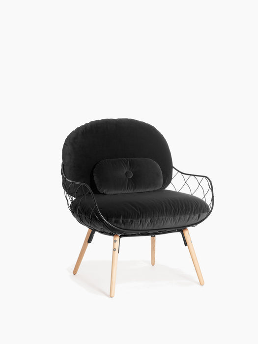 Piña pina lowchair natural ash black velvet lumbar cushion - studio