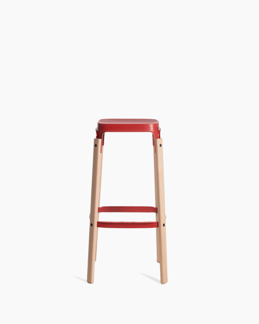 Steelwood Stool steelwood bar natural beech brick red - studio