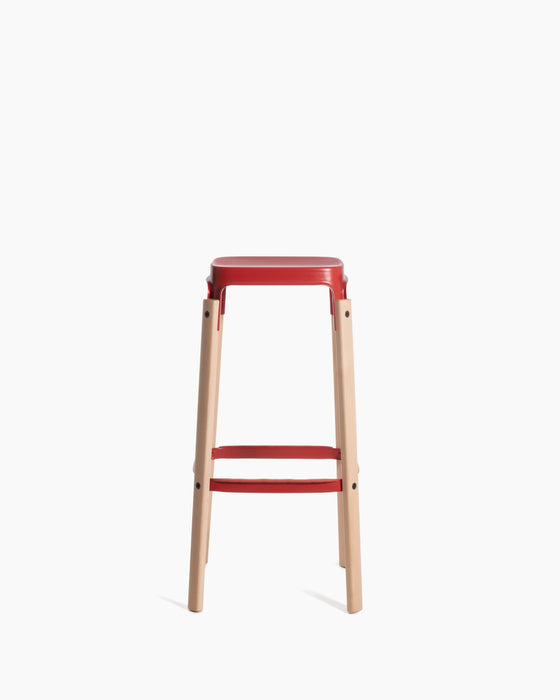 Steelwood Stool steelwood bar natural beech brick red - studio