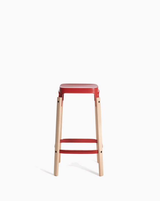 Steelwood Stool steelwood bar natural beech brick red - studio