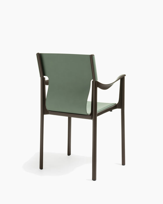 Venice venice with arms dark bronze aluminium leather blue sage - studio