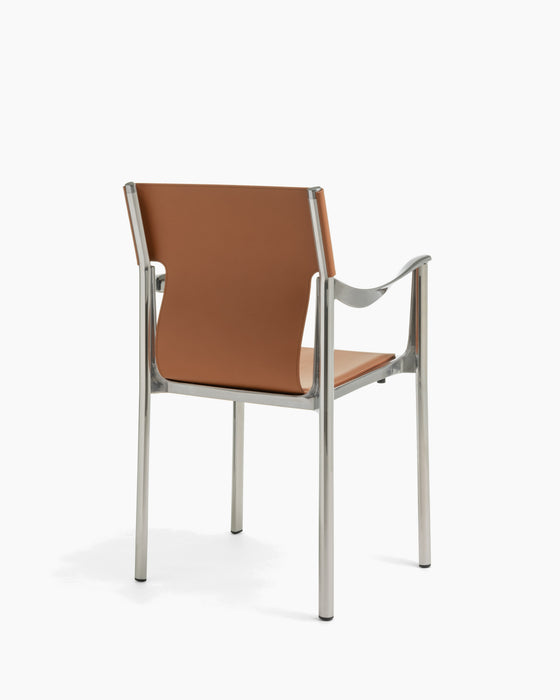 Venice venice with arms polished aluminium leather natural - studio
