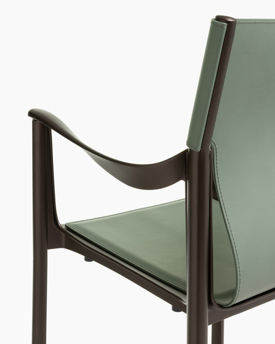Venice venice with arms dark bronze aluminium leather blue sage - studio