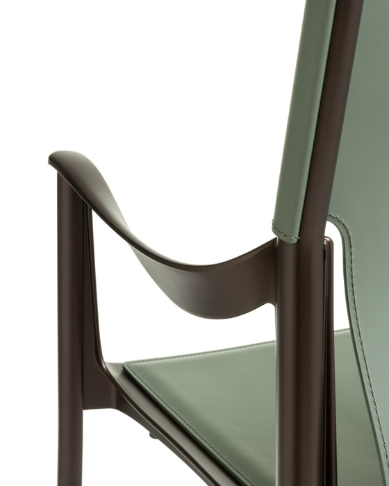 Venice venice with arms dark bronze aluminium leather blue sage - ambient