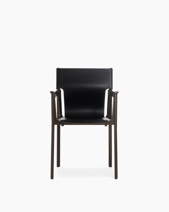 Venice venice with arms dark bronze aluminium black leather - studio