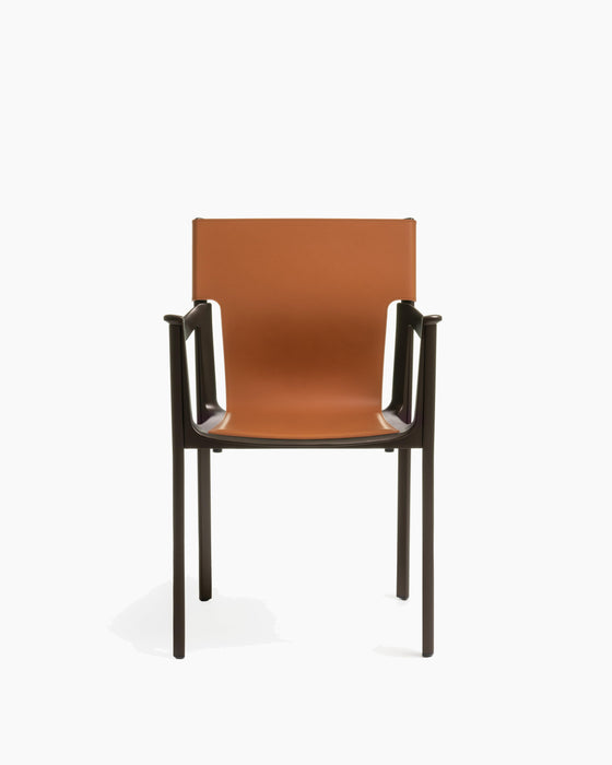 Venice venice with arms dark bronze aluminium leather natural - studio