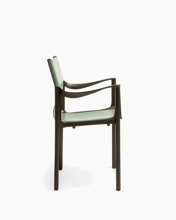 Venice venice with arms dark bronze aluminium leather blue sage - studio