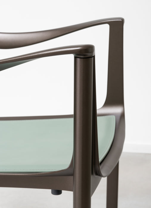 Venice venice with arms dark bronze aluminium leather blue sage - ambient