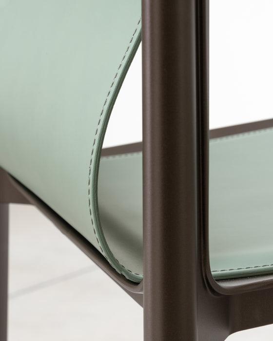 Venice venice with arms dark bronze aluminium leather blue sage - ambient