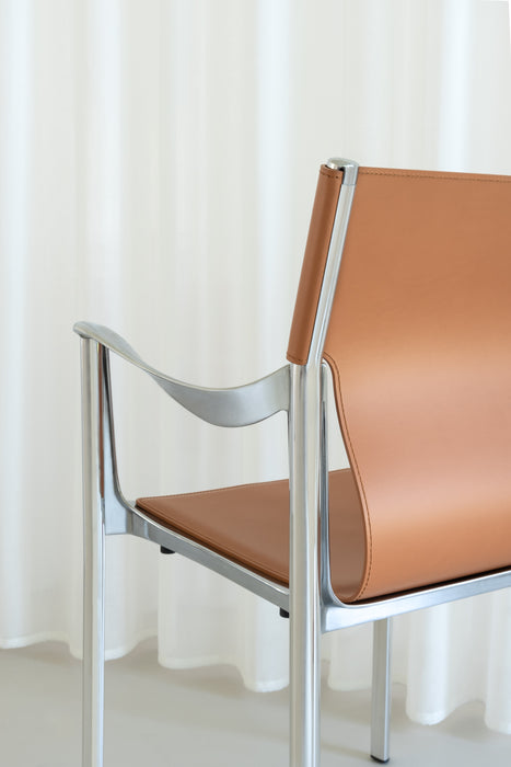 Venice venice with arms polished aluminium leather natural - ambient