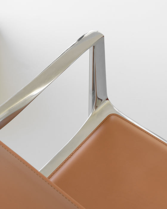 Venice venice with arms polished aluminium leather natural - ambient