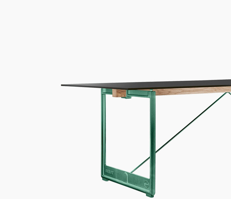 brut-dining-table blacksteelplate brut finitura framaspace glasstop green naturaloak - studio