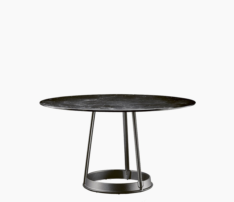 brut-round-dining-table anthracitegrey blackmarquiniamarble brut finitura framaspace round130toptable - studio