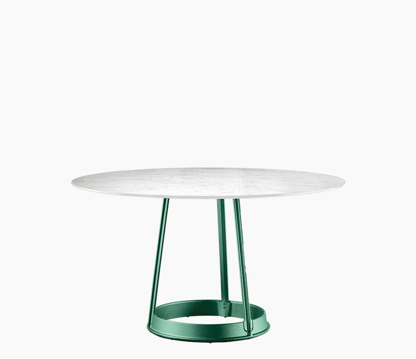 brut-round-dining-table brut finitura framaspace green round130toptable whitecarraramarble - studio
